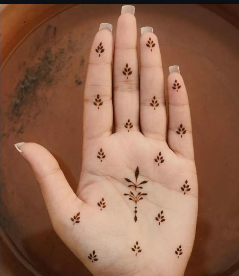 A person showing henna on their hands with a white background