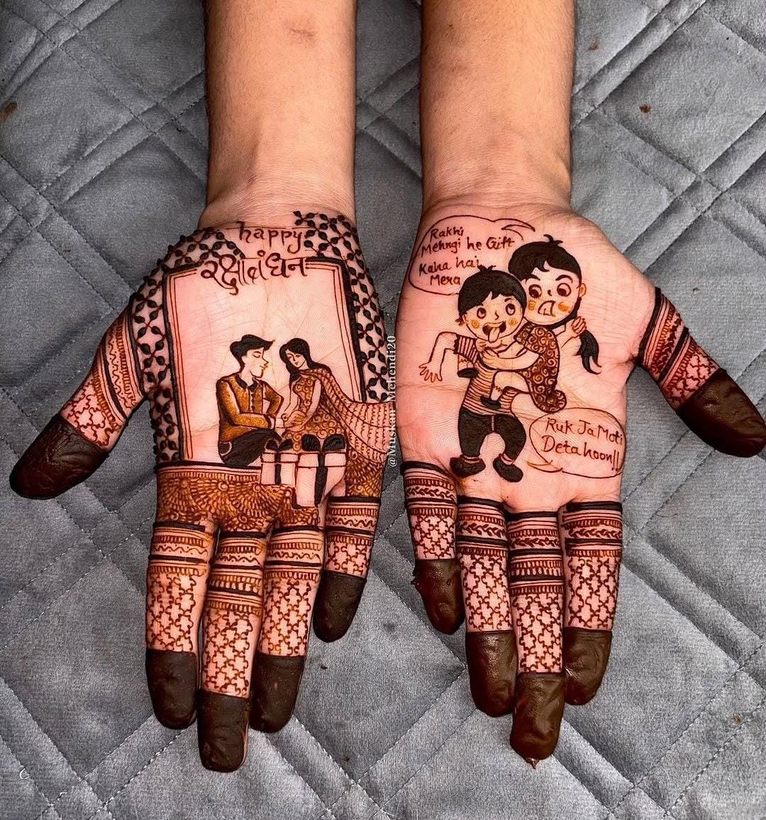 Another elegant Mehndi design for Rakshabandhan.