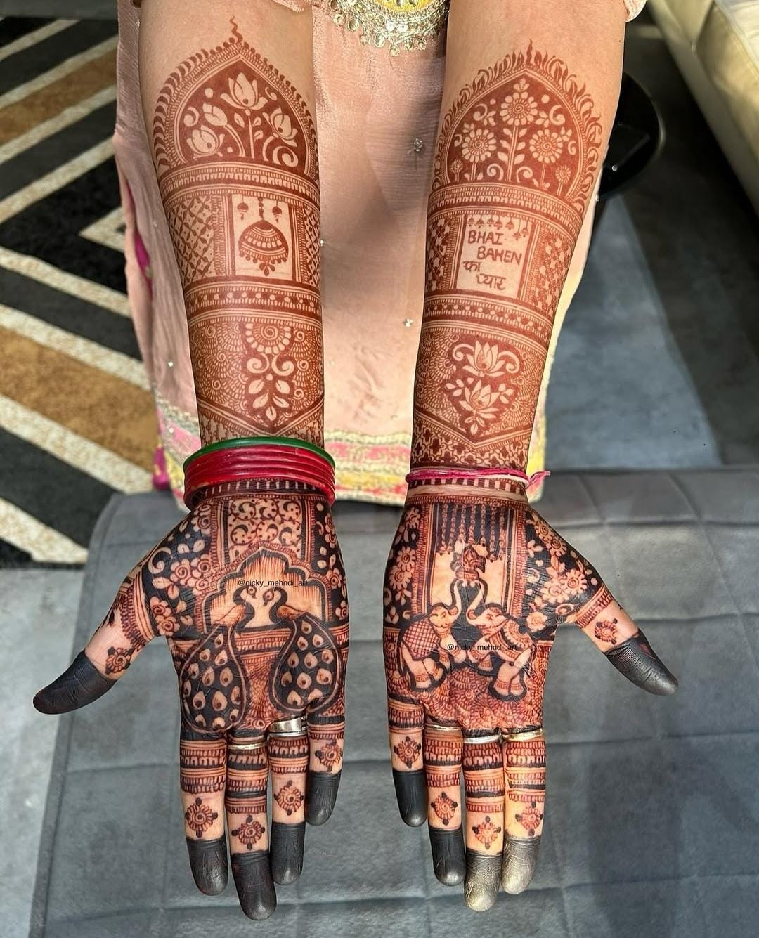Yet another traditional Mehndi design for Gangaur and Teej.