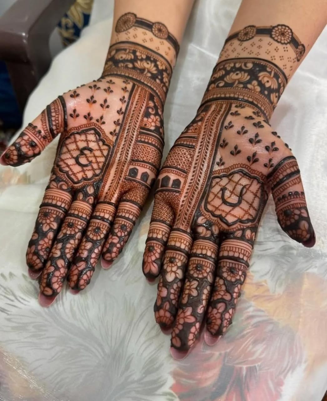 Rajasthani Mehndi design with elephant motifs