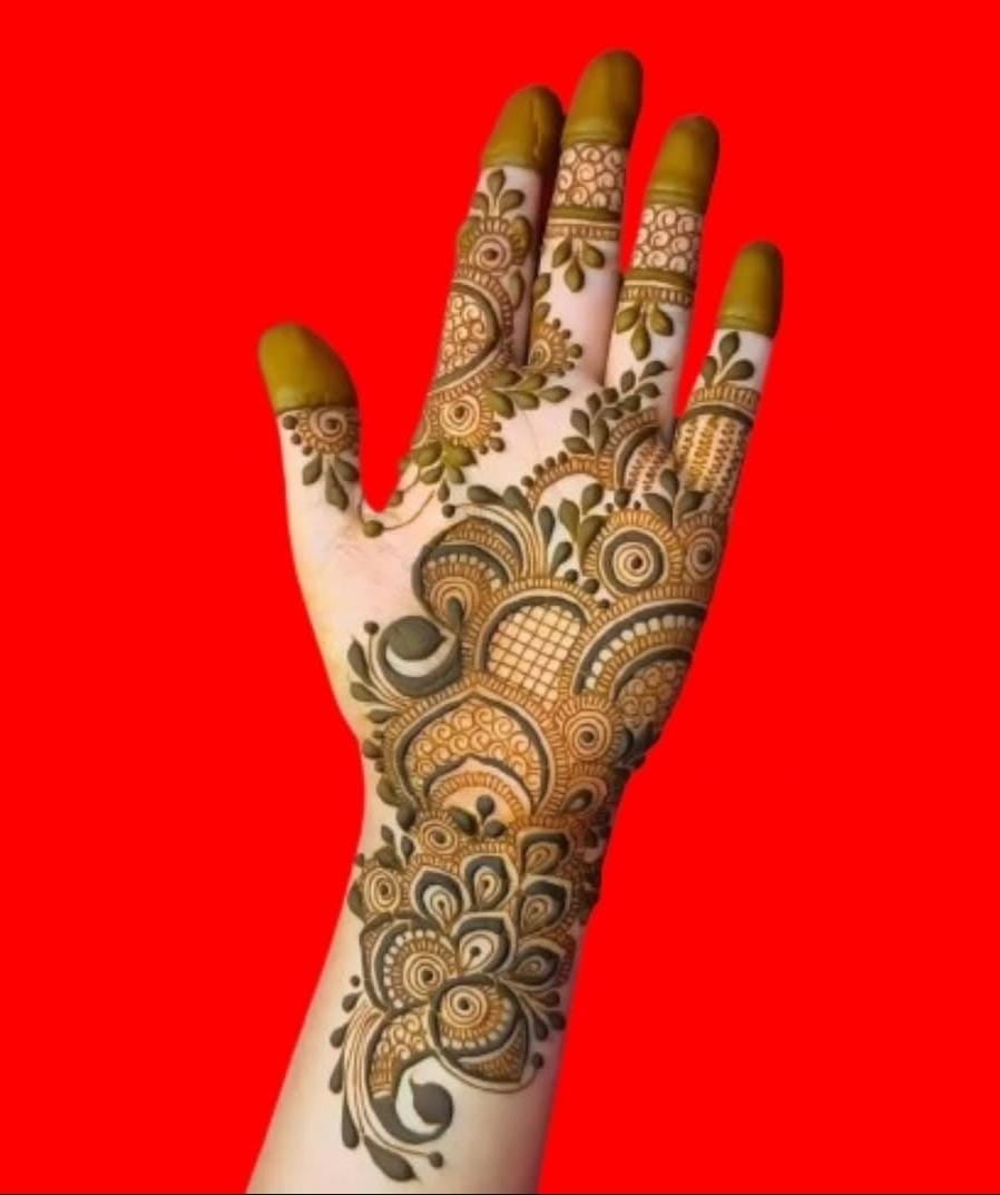 Haldi Mehndi design with floral patterns