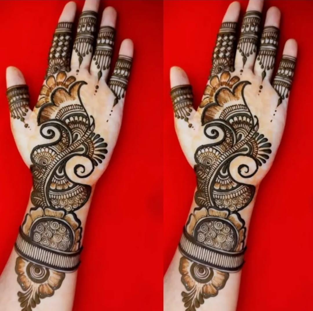 Sangeet & Haldi Mehndi design with intricate mandala patterns